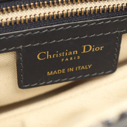 Dior Saddle Bag Oblique Peacock 2-Way Navy Canvas Leather — view 4