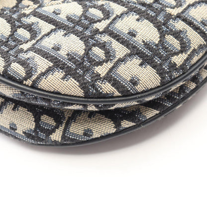 Dior Saddle Bag Oblique Peacock 2-Way Navy Canvas Leather — view 7