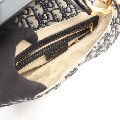 Dior Saddle Bag Oblique Peacock 2-Way Navy Canvas Leather — view 3