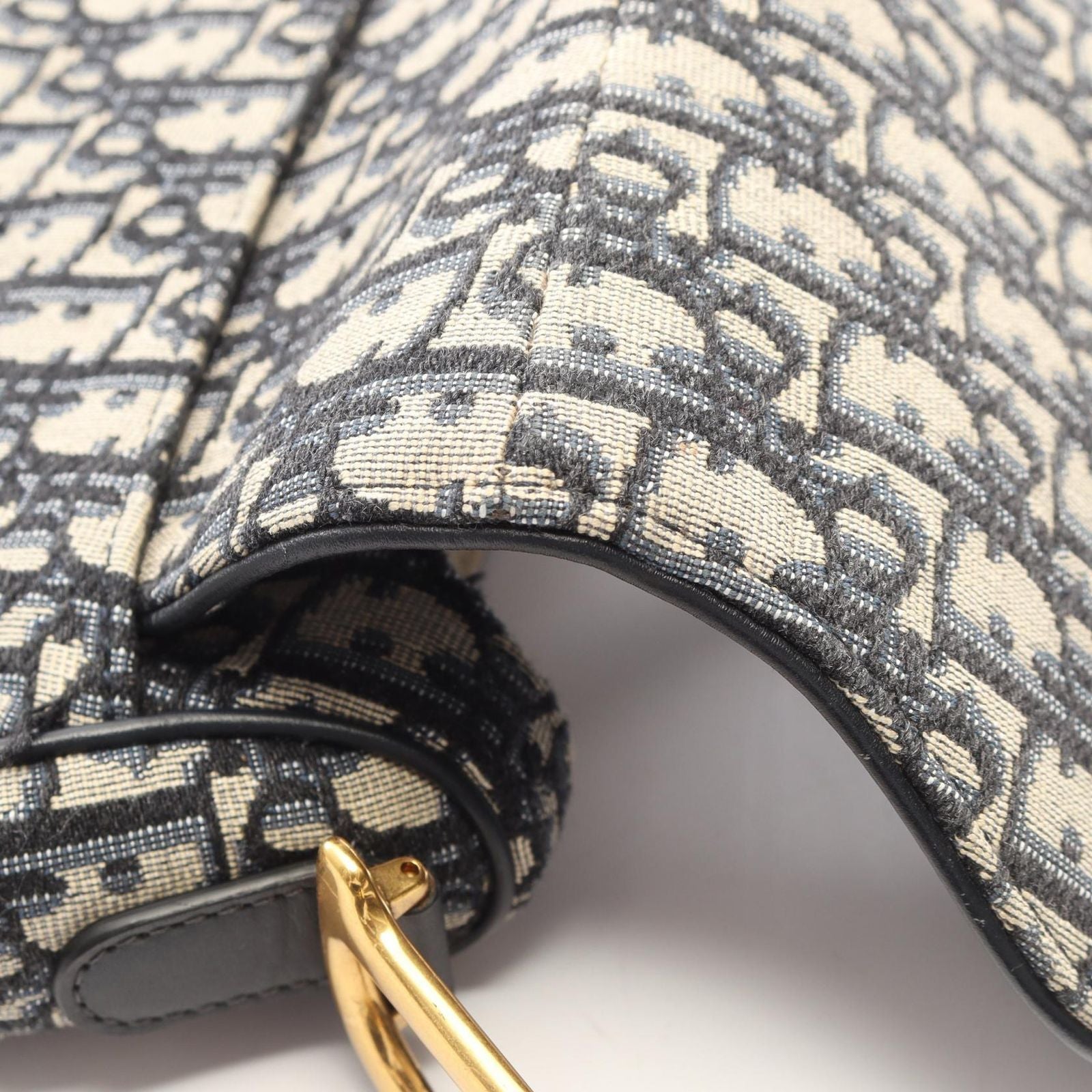 Dior Saddle Bag Oblique Peacock 2-Way Navy Canvas Leather — view 6