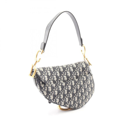Dior Saddle Bag Oblique Peacock 2-Way Navy Canvas Leather — view 2