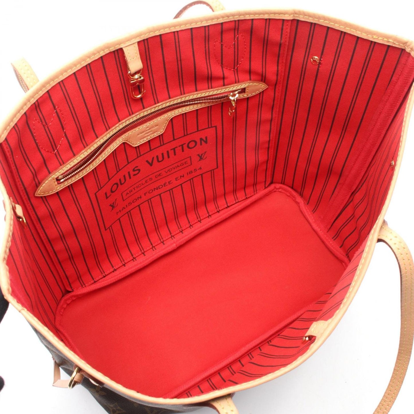 Louis Vuitton Tote Neverfull MM Monogram Cerise Canvas Leather — view 3