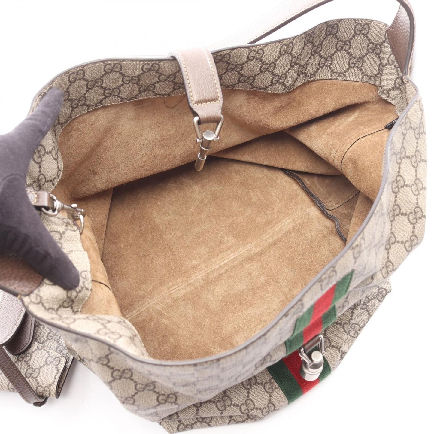Gucci Shoulder Bag Jackie Crossbody Beige Brown Canvas Leather — view 3