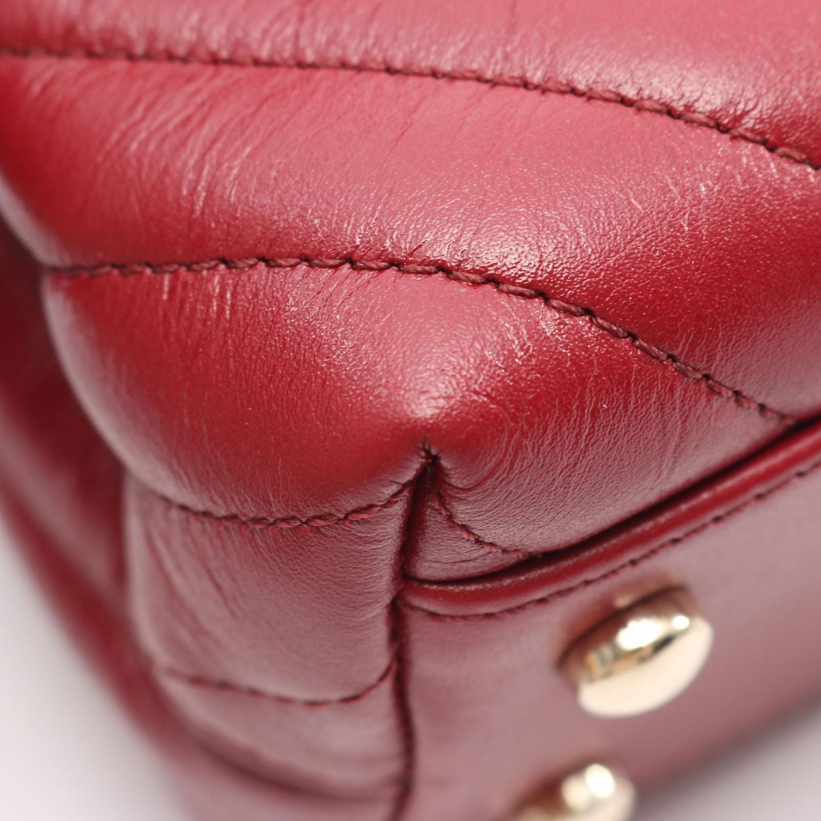 Chanel Handbag Coco Handle Flap Stitch Blanc 2-Way Red Leather Chain — view 6