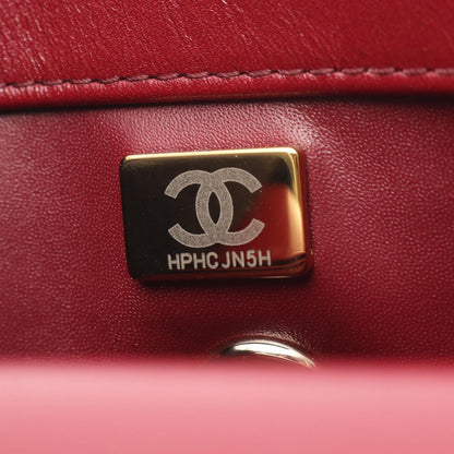 Chanel Handbag Coco Handle Flap Stitch Blanc 2-Way Red Leather Chain — view 5