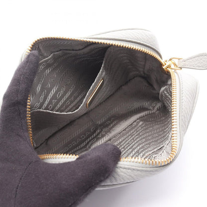 Prada Shoulder Bag Gray Leather Triangle Logo Mini — view 3