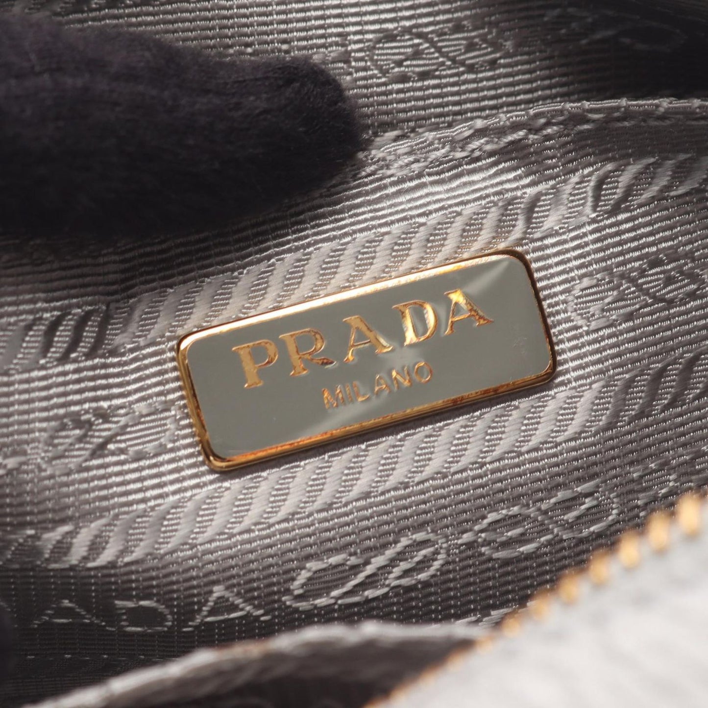 Prada Shoulder Bag Gray Leather Triangle Logo Mini — view 4