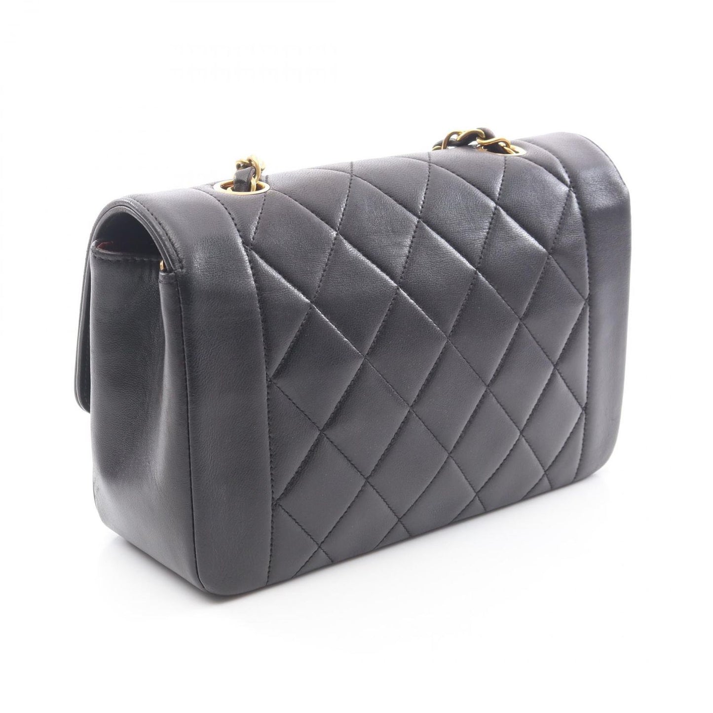 Chanel Shoulder Bag Quilted Diana Flap Black Lambskin Chain — view 2