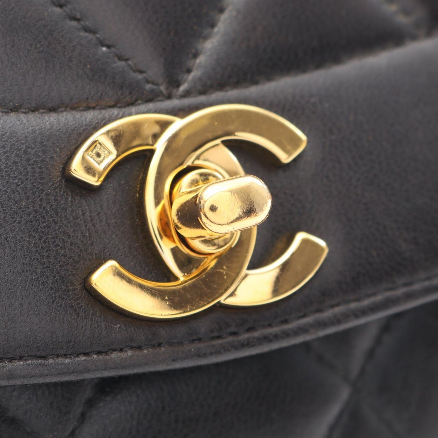 Chanel Shoulder Bag Quilted Diana Flap Black Lambskin Chain — view 9