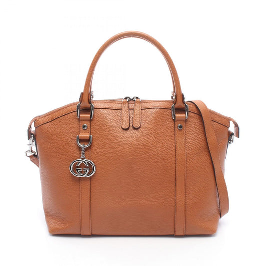 Gucci Tote Interlocking with Charm 2-Way Brown Leather