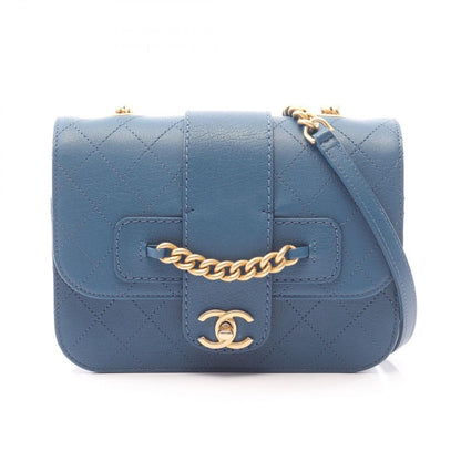 Chanel Shoulder Bag Quilted Blue Caviar Leather Chain