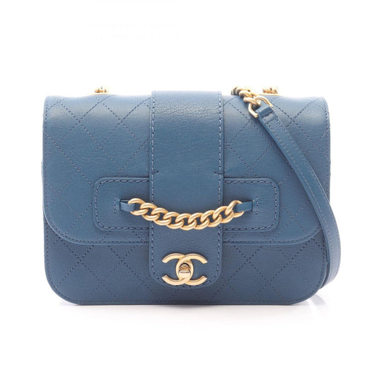 Chanel Shoulder Bag Quilted Blue Caviar Leather Chain