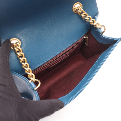 Chanel Shoulder Bag Quilted Blue Caviar Leather Chain — view 3