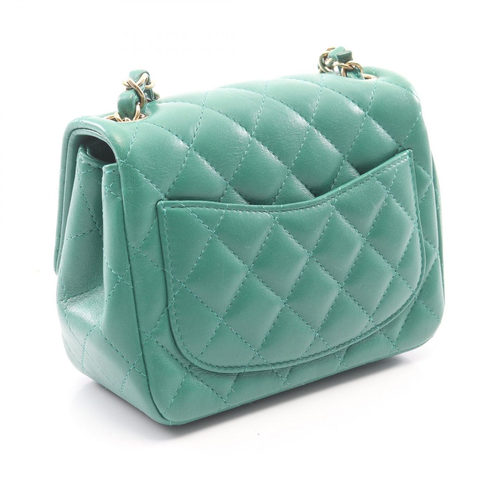 Chanel Shoulder Bag Mini Quilted Green Lambskin Chain — view 2