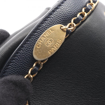 Chanel Shoulder Bag Chain Around Flap Navy Black Lambskin Caviar — view 7