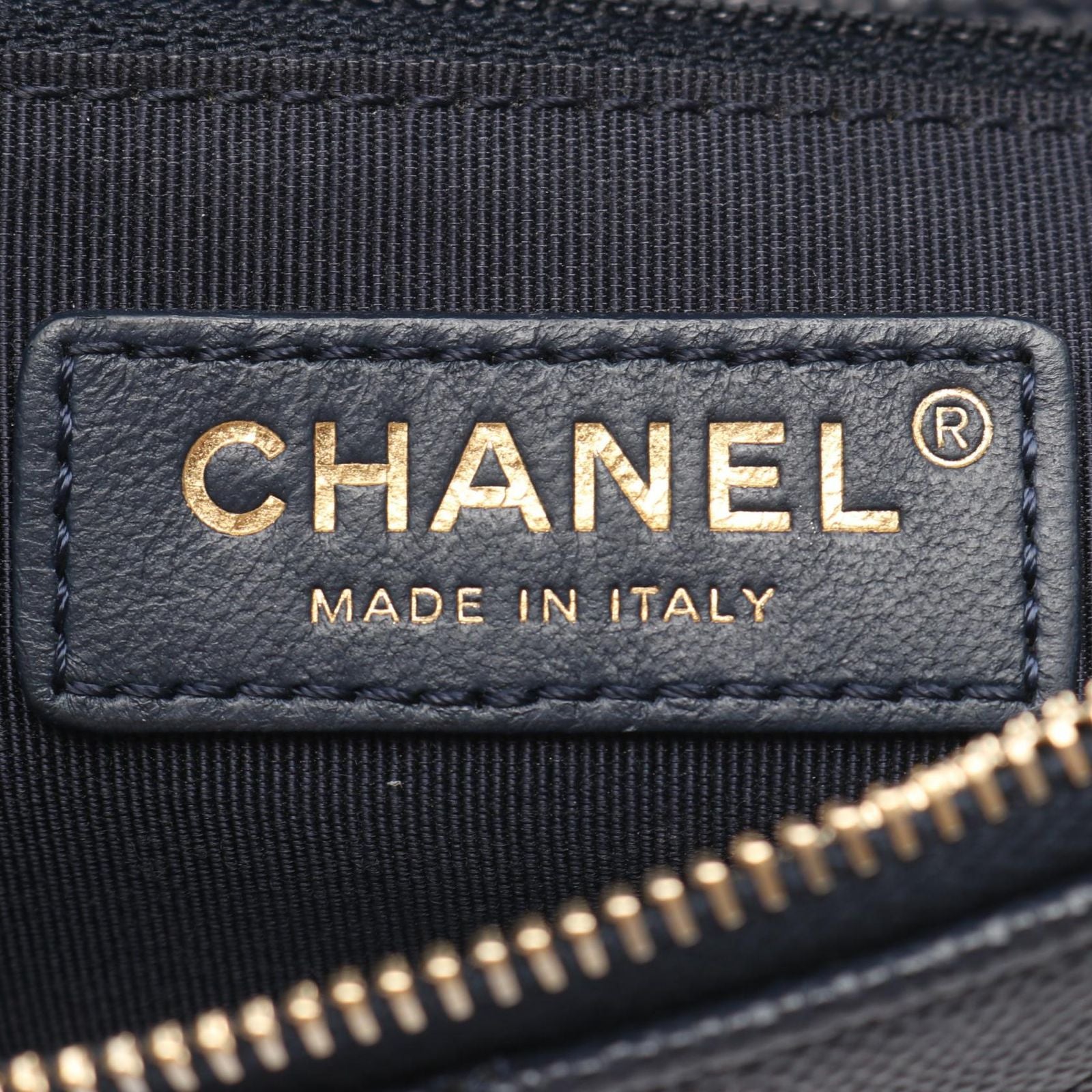 Chanel Shoulder Bag Chain Around Flap Navy Black Lambskin Caviar — view 4