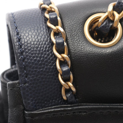 Chanel Shoulder Bag Chain Around Flap Navy Black Lambskin Caviar — view 8