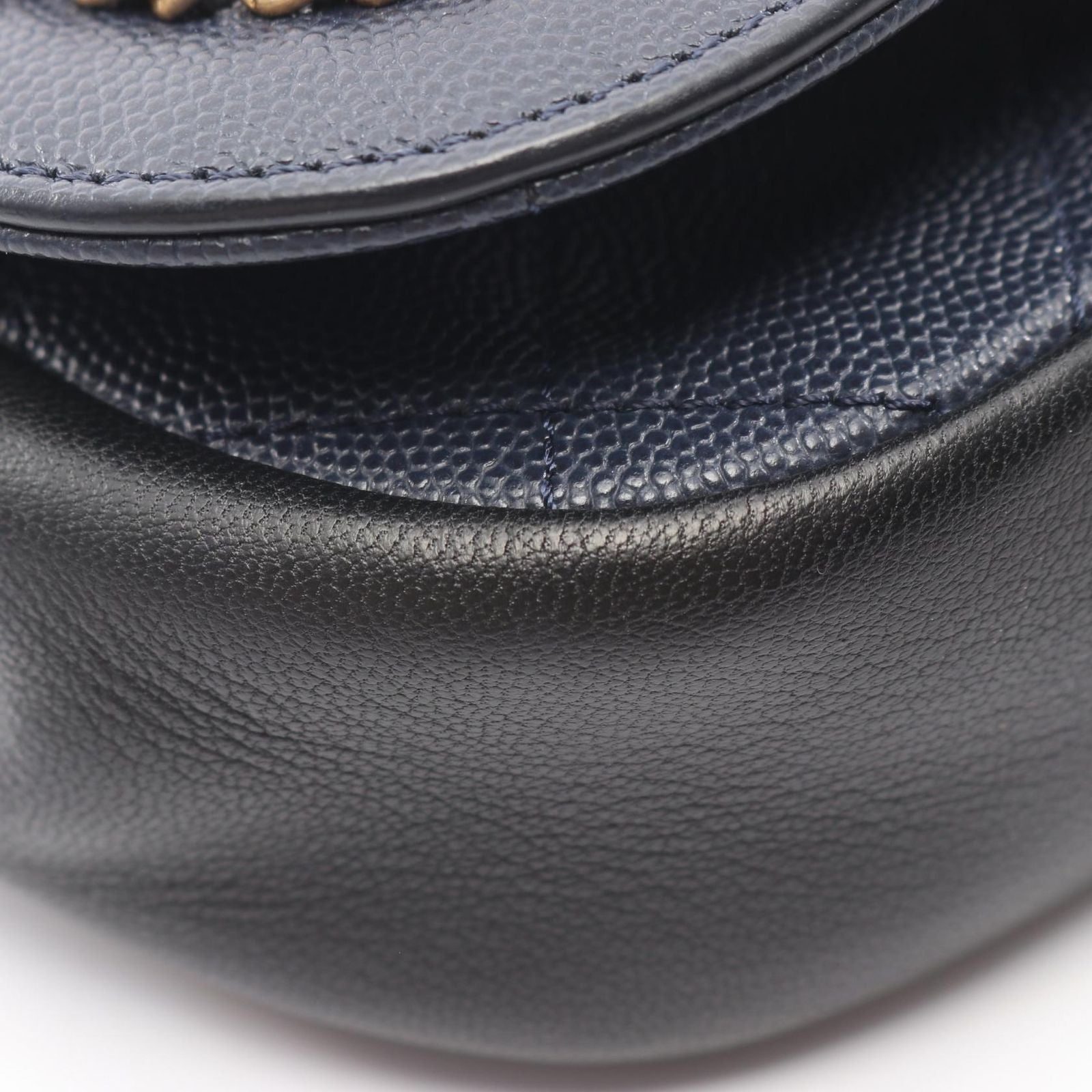 Chanel Shoulder Bag Chain Around Flap Navy Black Lambskin Caviar — view 9