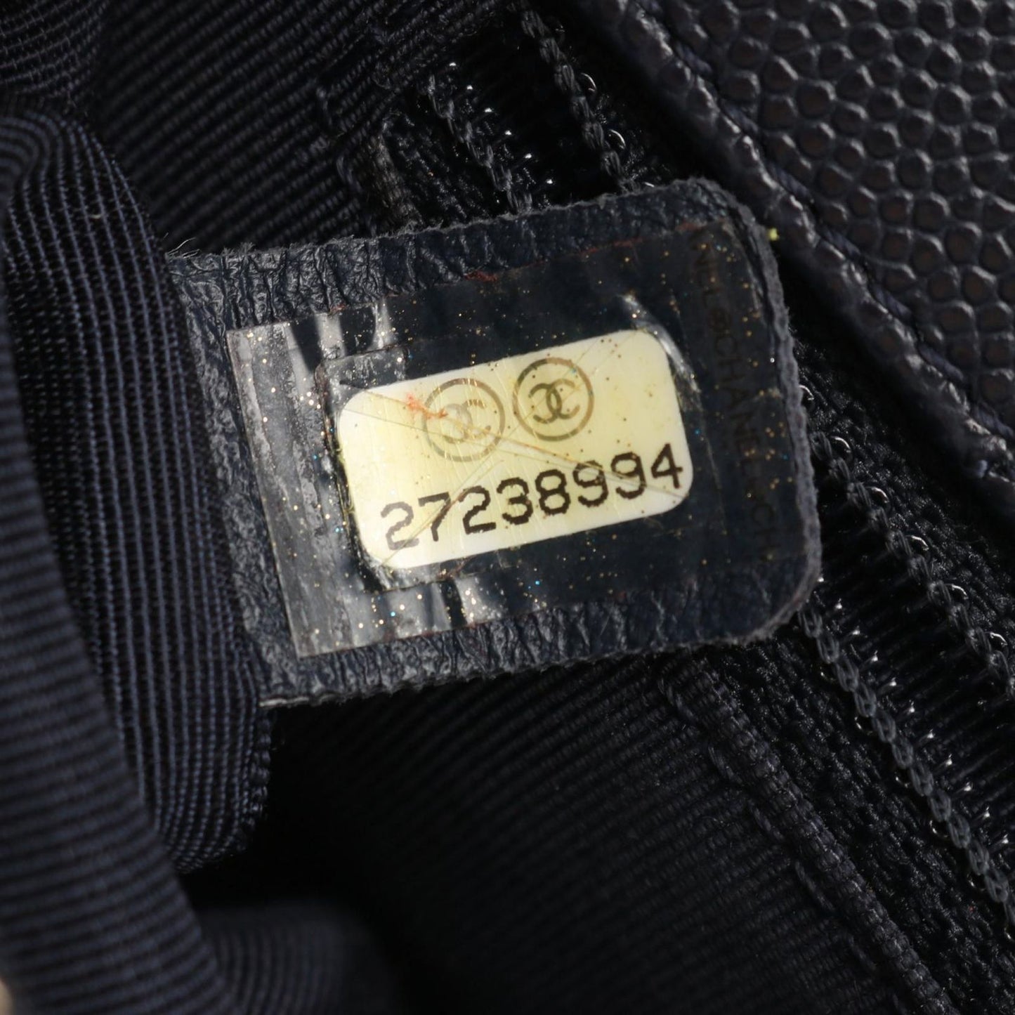 Chanel Shoulder Bag Chain Around Flap Navy Black Lambskin Caviar — view 5