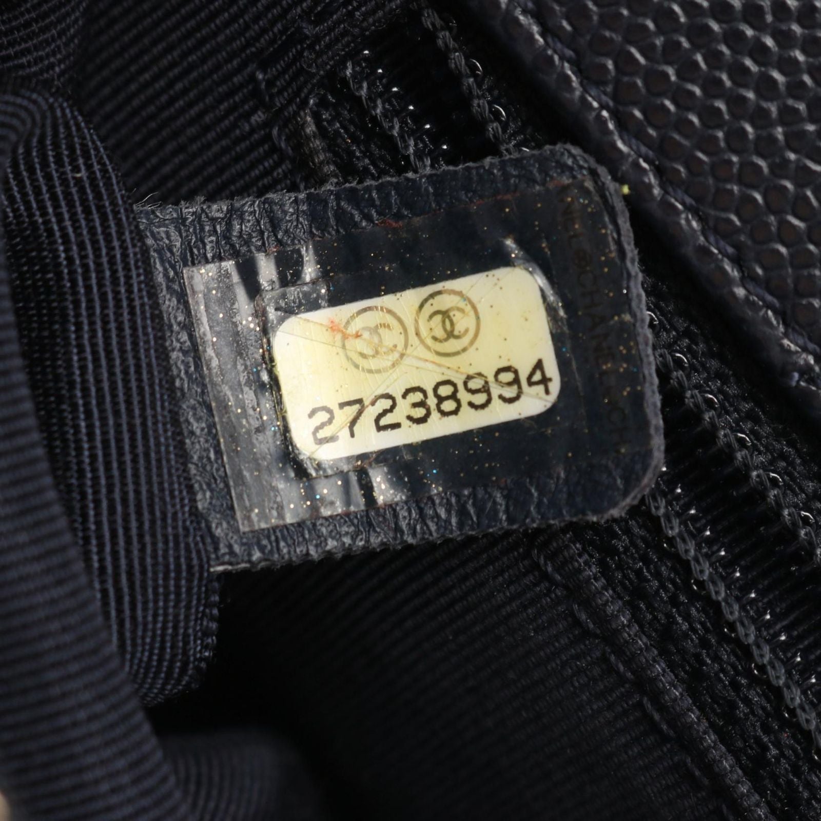 Chanel Shoulder Bag Chain Around Flap Navy Black Lambskin Caviar — view 5