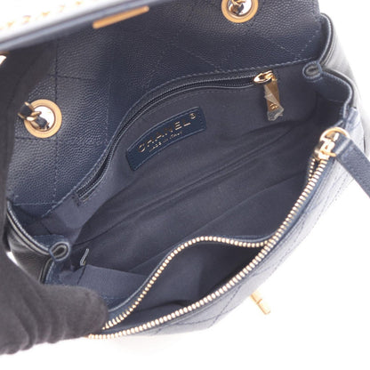 Chanel Shoulder Bag Chain Around Flap Navy Black Lambskin Caviar — view 3
