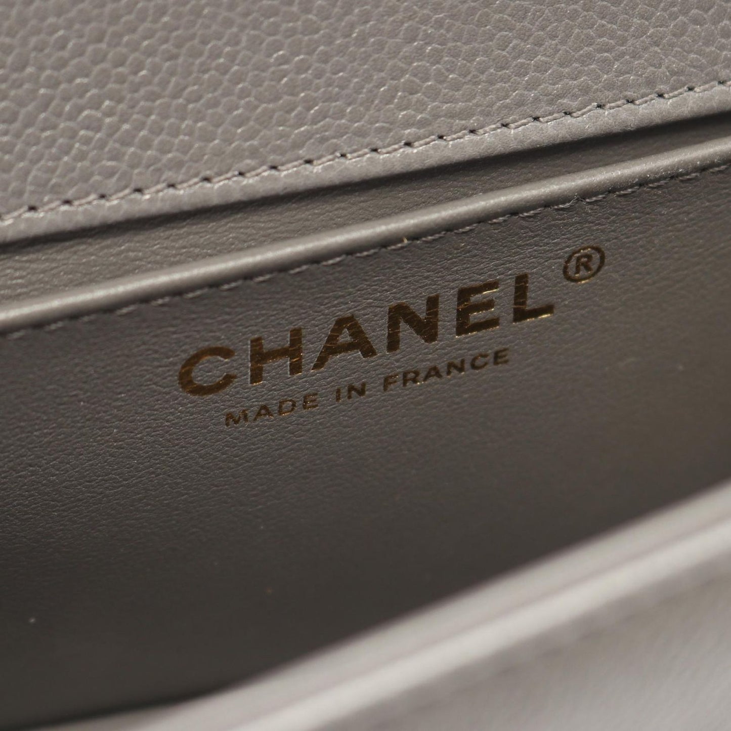 Chanel Shoulder Bag Small Charcoal Gray Caviar Leather Chain — view 4