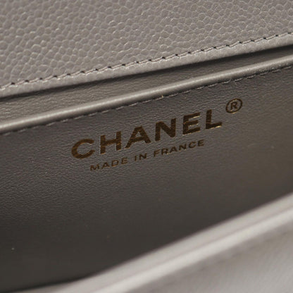 Chanel Shoulder Bag Small Charcoal Gray Caviar Leather Chain — view 4