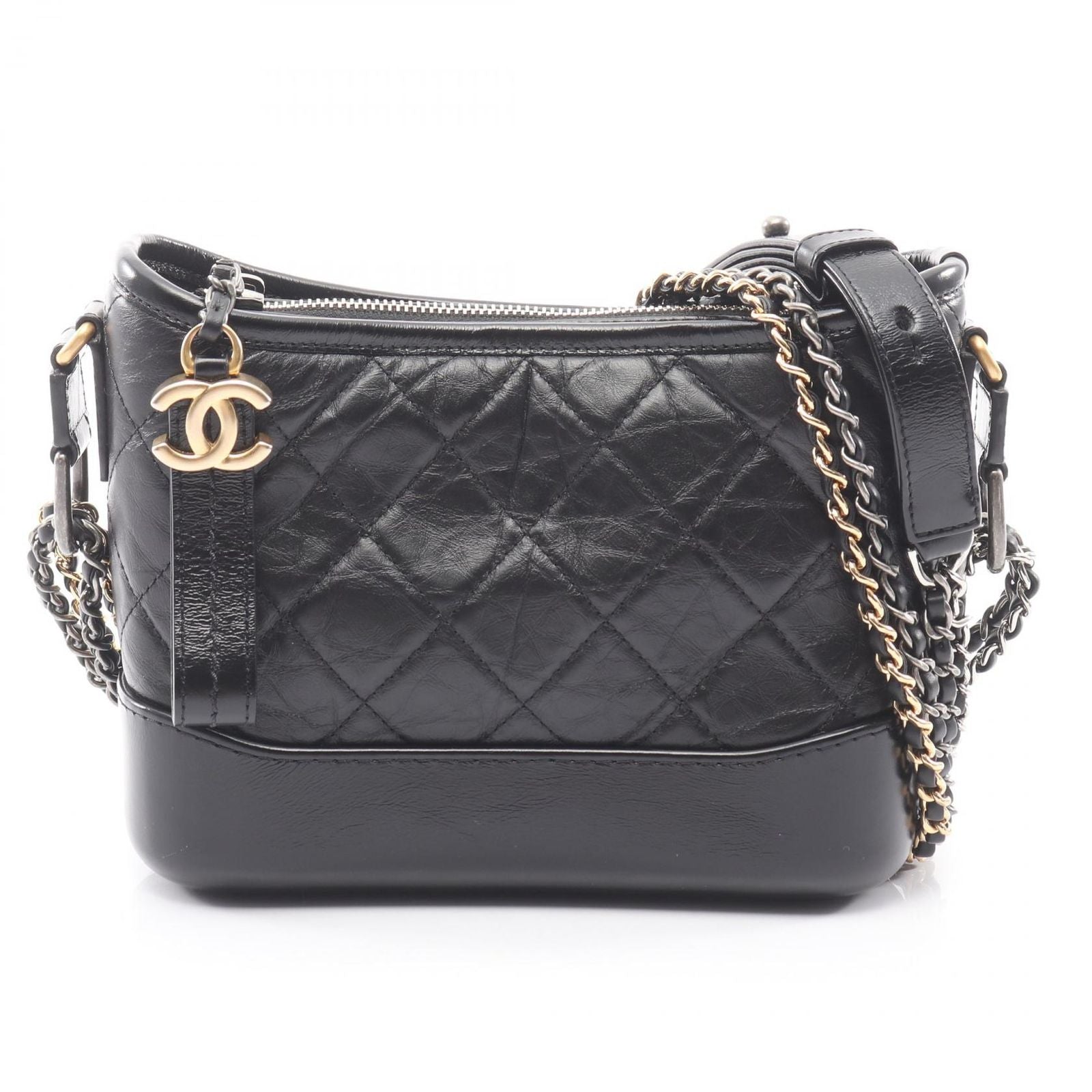 Chanel Shoulder Bag Gabriel Small Multi Black Leather Chain