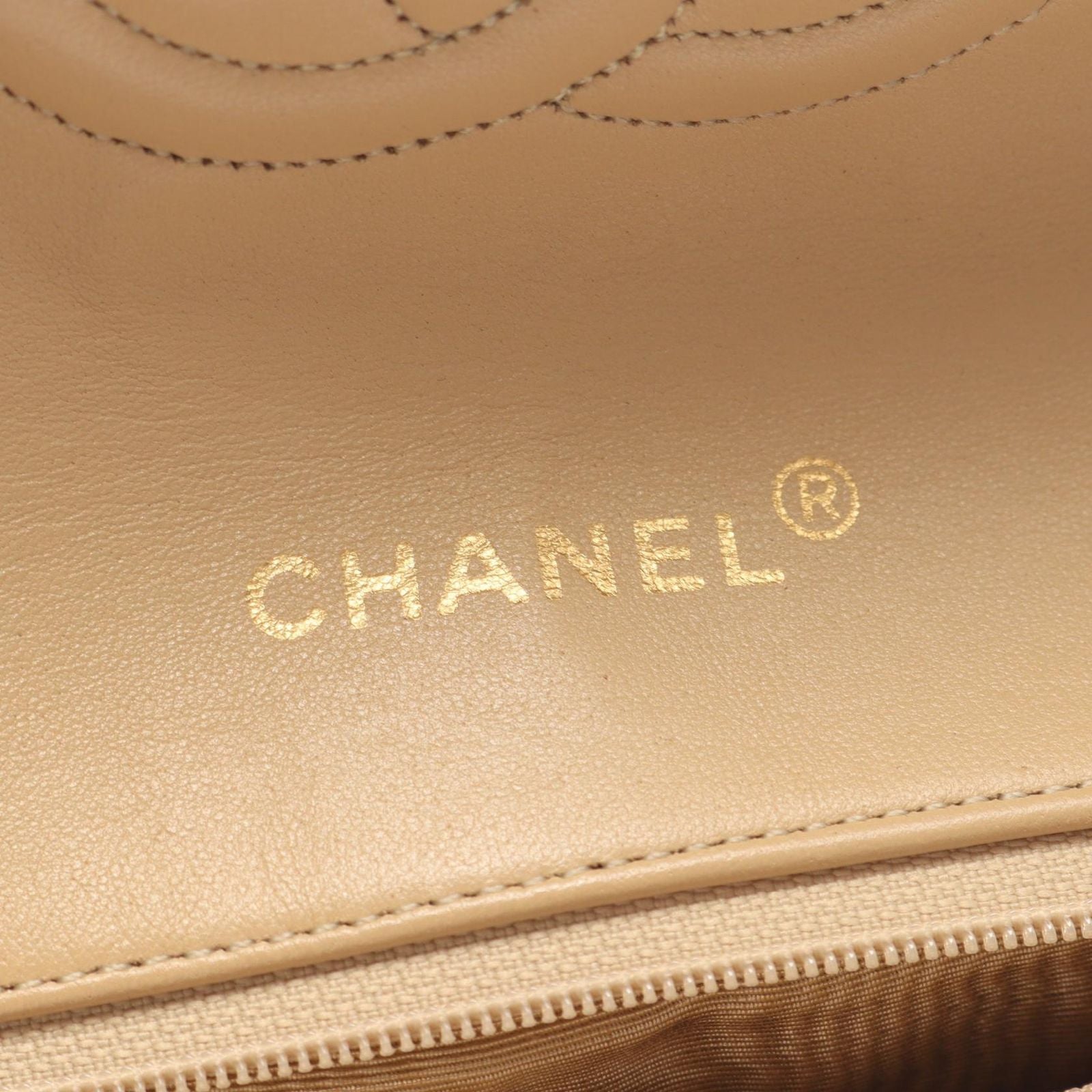 Chanel Shoulder Bag Quilted Single Flap Vintage Beige Lambskin Chain — view 4