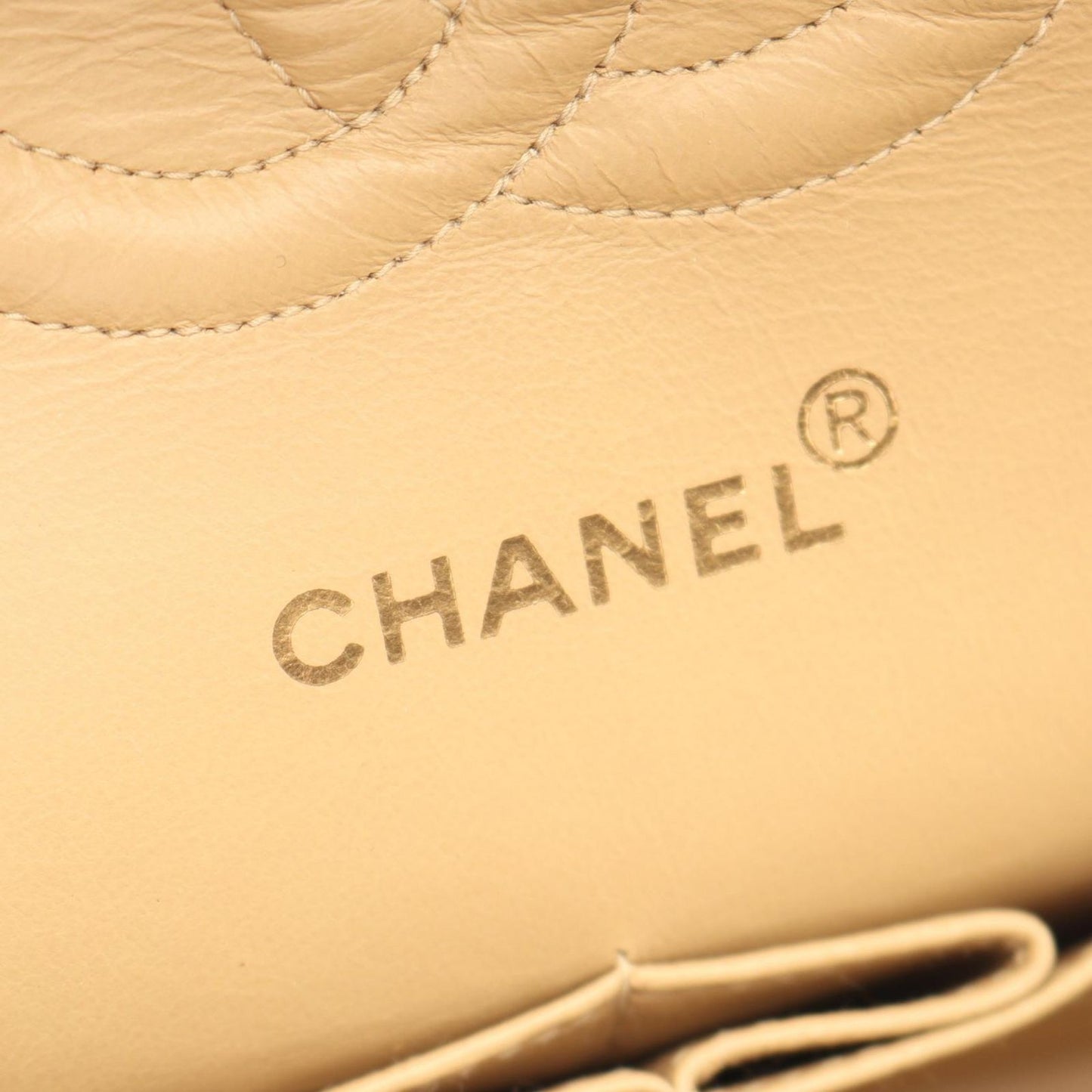 Chanel Shoulder Bag Quilted Double Flap Beige Lambskin Chain — view 4