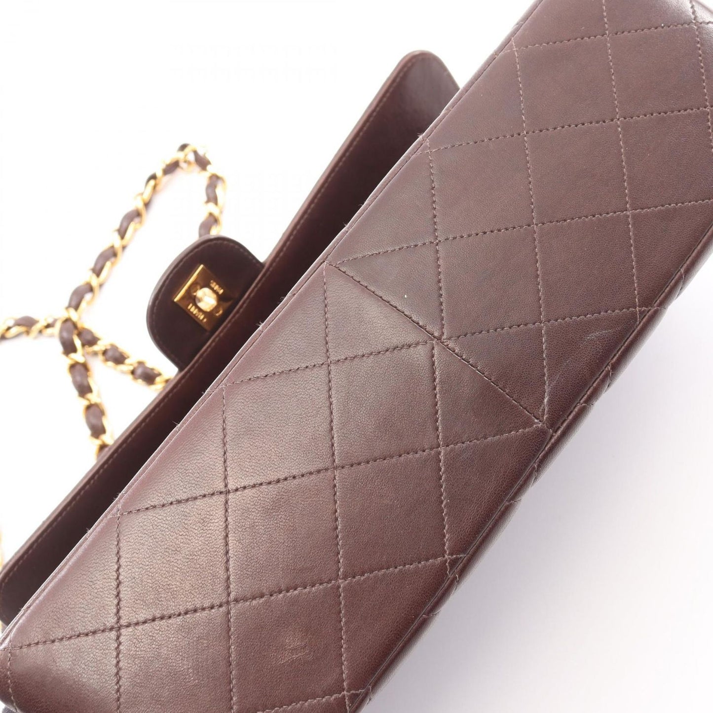 Chanel Shoulder Bag Big Quilted 30 Single Flap Brown Lambskin Big Chain — view 8