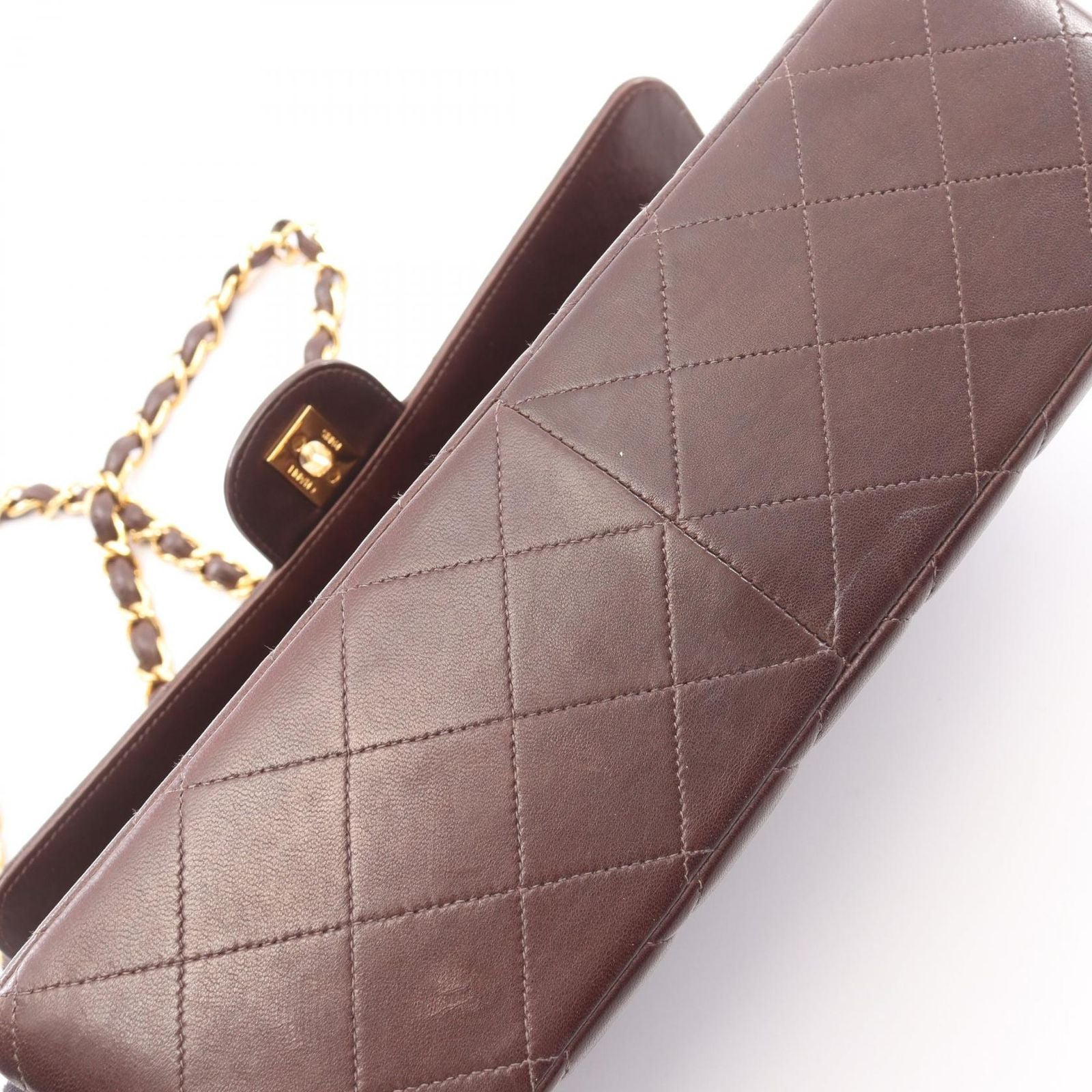 Chanel Shoulder Bag Big Quilted 30 Single Flap Brown Lambskin Big Chain — view 8