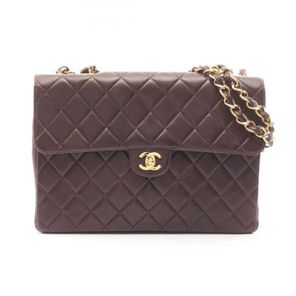 Chanel Shoulder Bag Big Quilted 30 Single Flap Brown Lambskin Big Chain