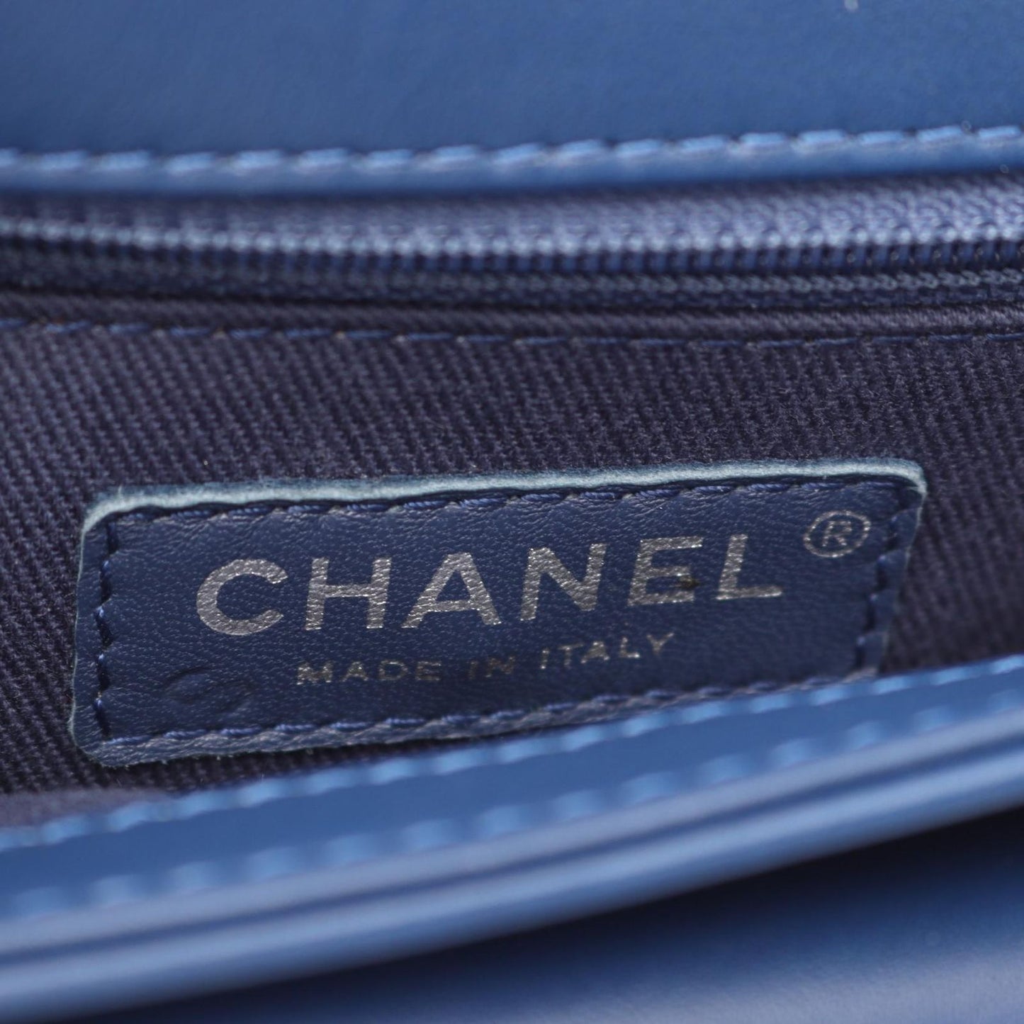 Chanel Shoulder Bag Quilted Coco Eyelet Round Mini Blue Leather Chain — view 4