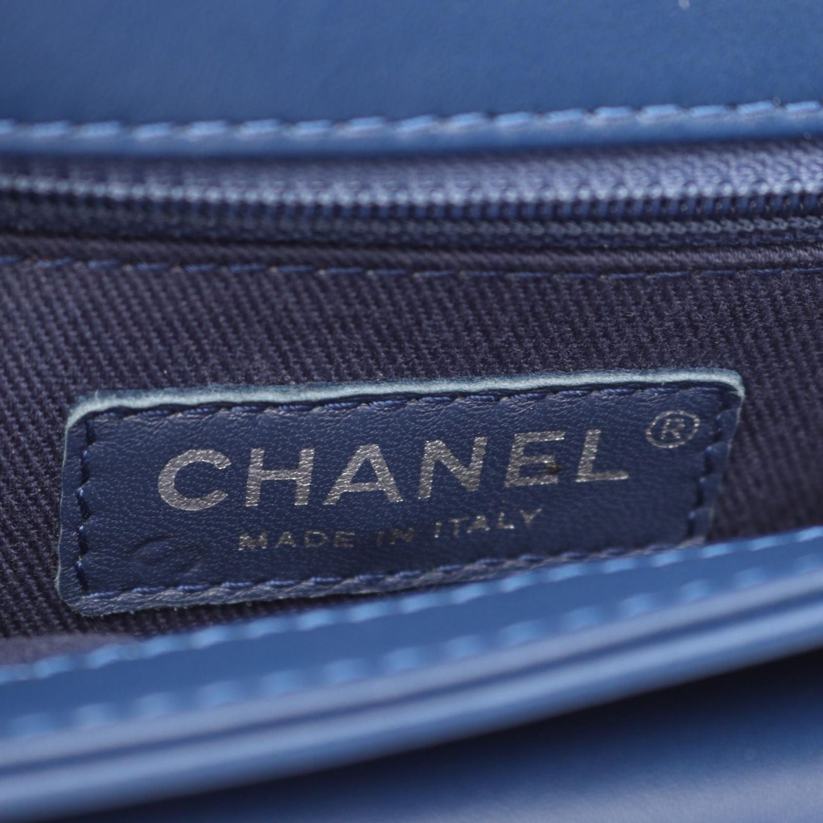 Chanel Shoulder Bag Quilted Coco Eyelet Round Mini Blue Leather Chain — view 4