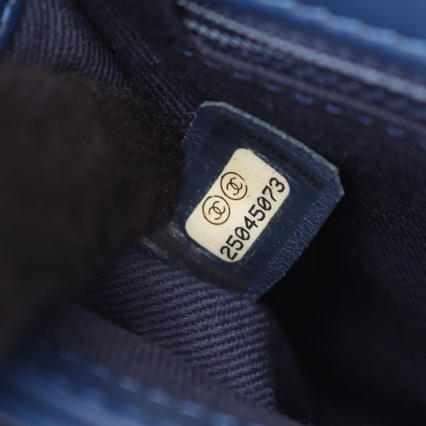 Chanel Shoulder Bag Quilted Coco Eyelet Round Mini Blue Leather Chain — view 5