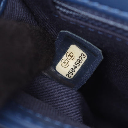 Chanel Shoulder Bag Quilted Coco Eyelet Round Mini Blue Leather Chain — view 5