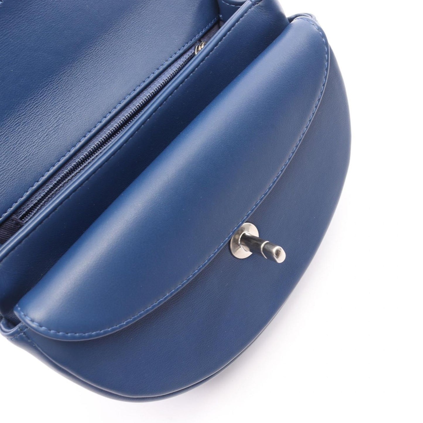 Chanel Shoulder Bag Quilted Coco Eyelet Round Mini Blue Leather Chain — view 9