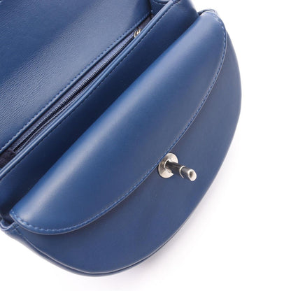 Chanel Shoulder Bag Quilted Coco Eyelet Round Mini Blue Leather Chain — view 9