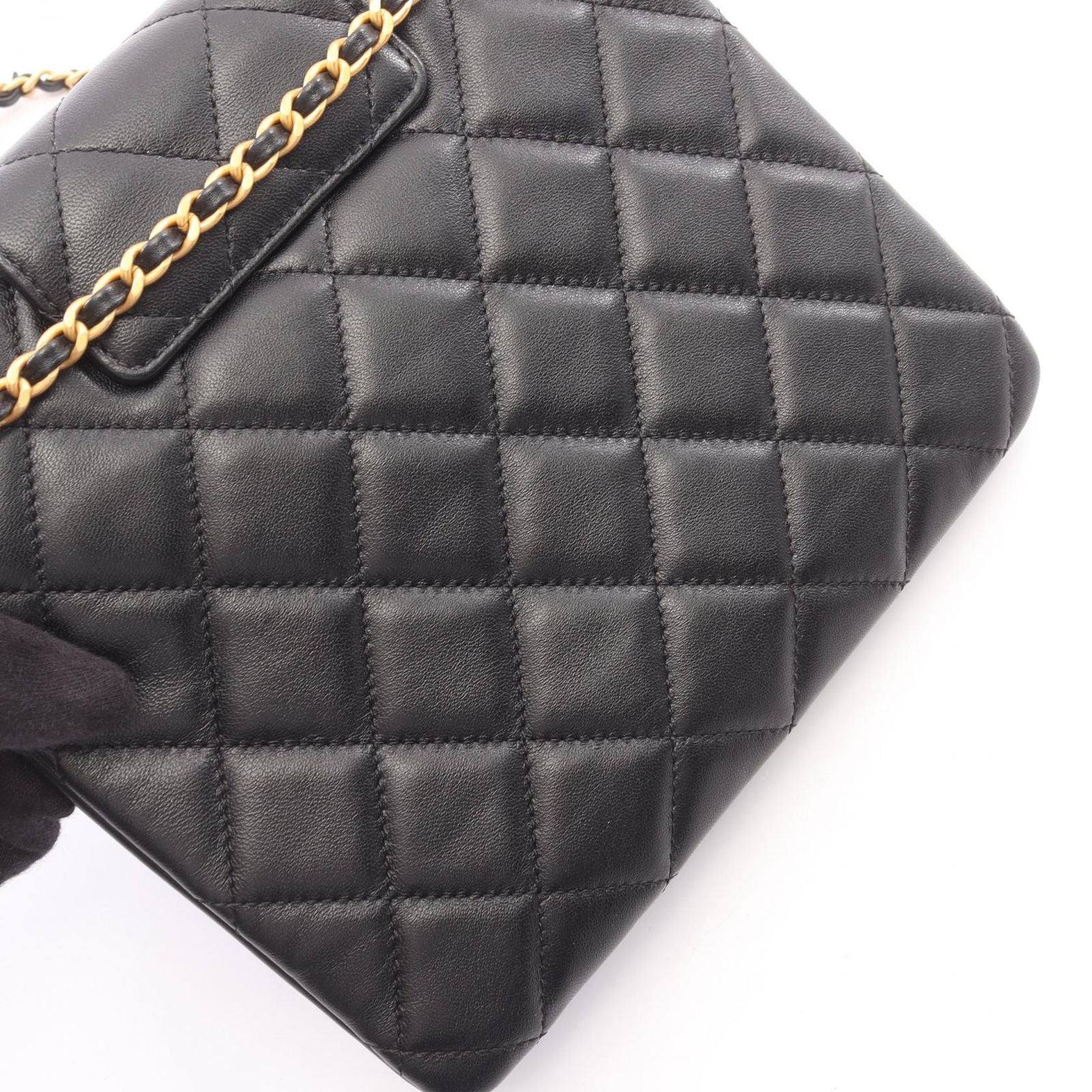 Chanel Shoulder Bag Quilted Black Lambskin Chain — view 8
