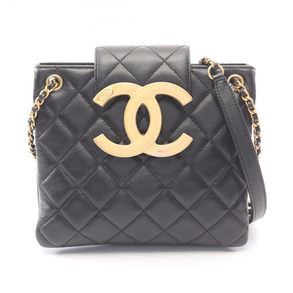 Chanel Shoulder Bag Quilted Black Lambskin Chain