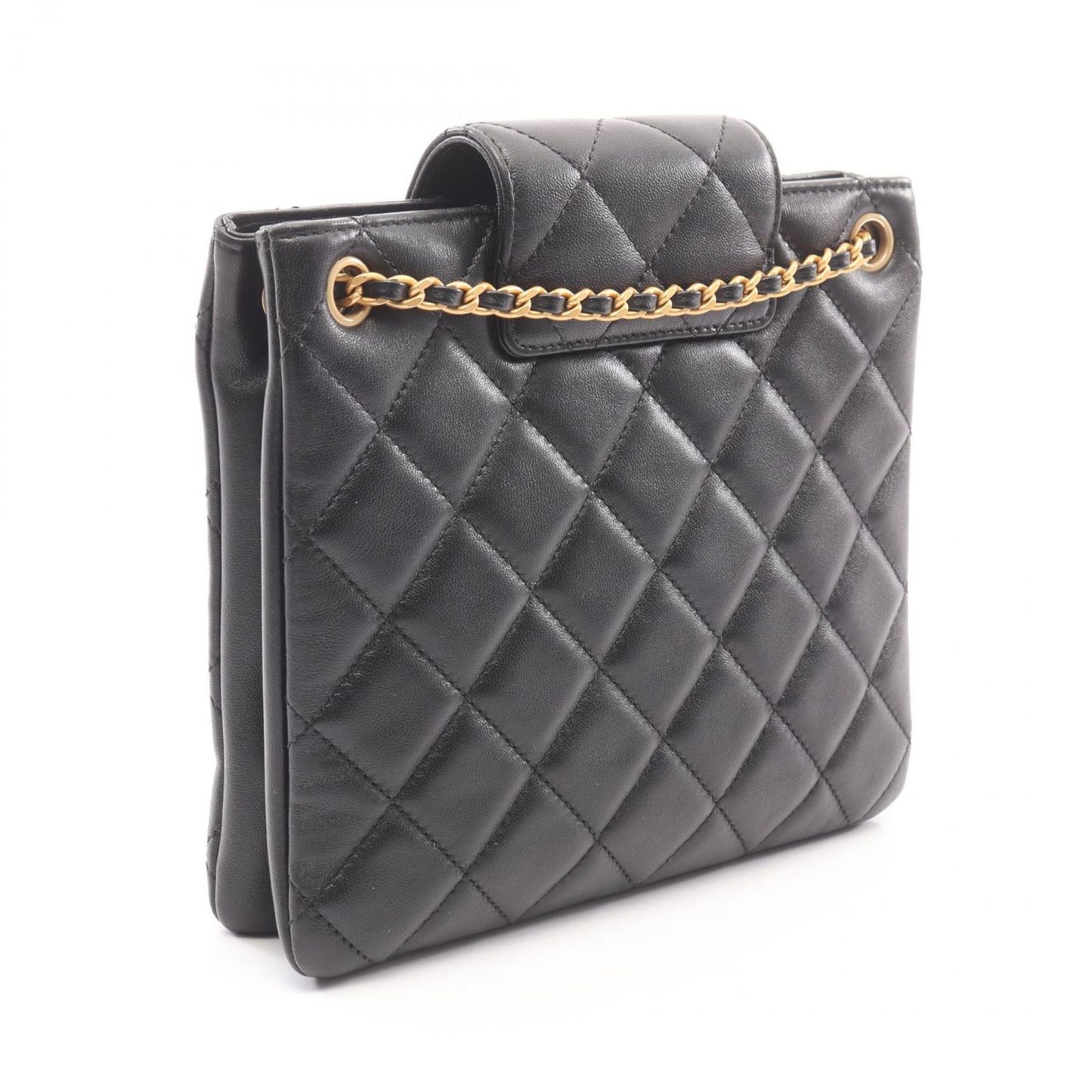 Chanel Shoulder Bag Quilted Black Lambskin Chain — view 2
