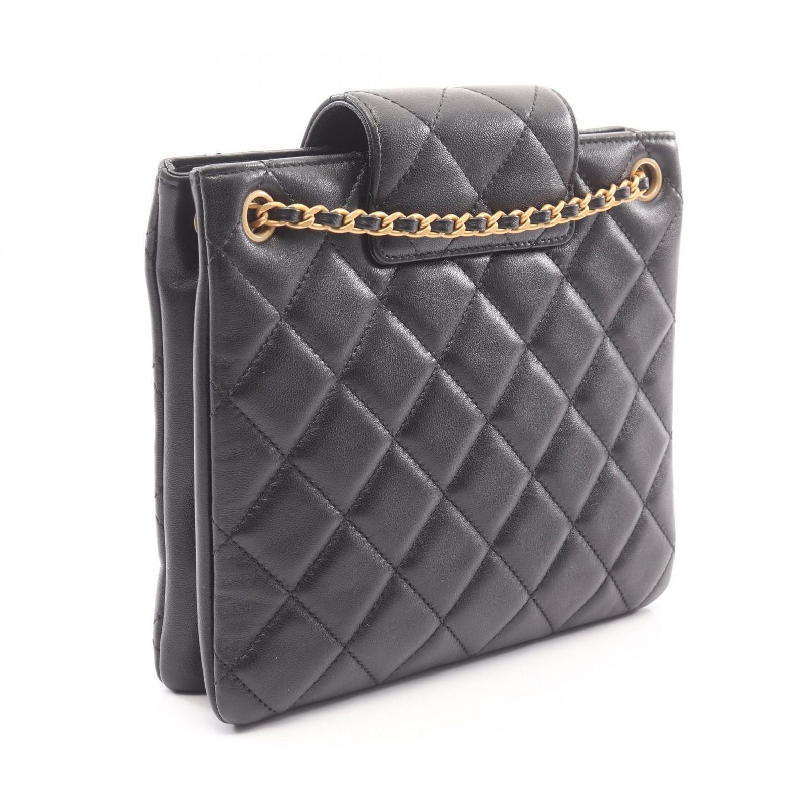 Chanel Shoulder Bag Quilted Black Lambskin Chain — view 2