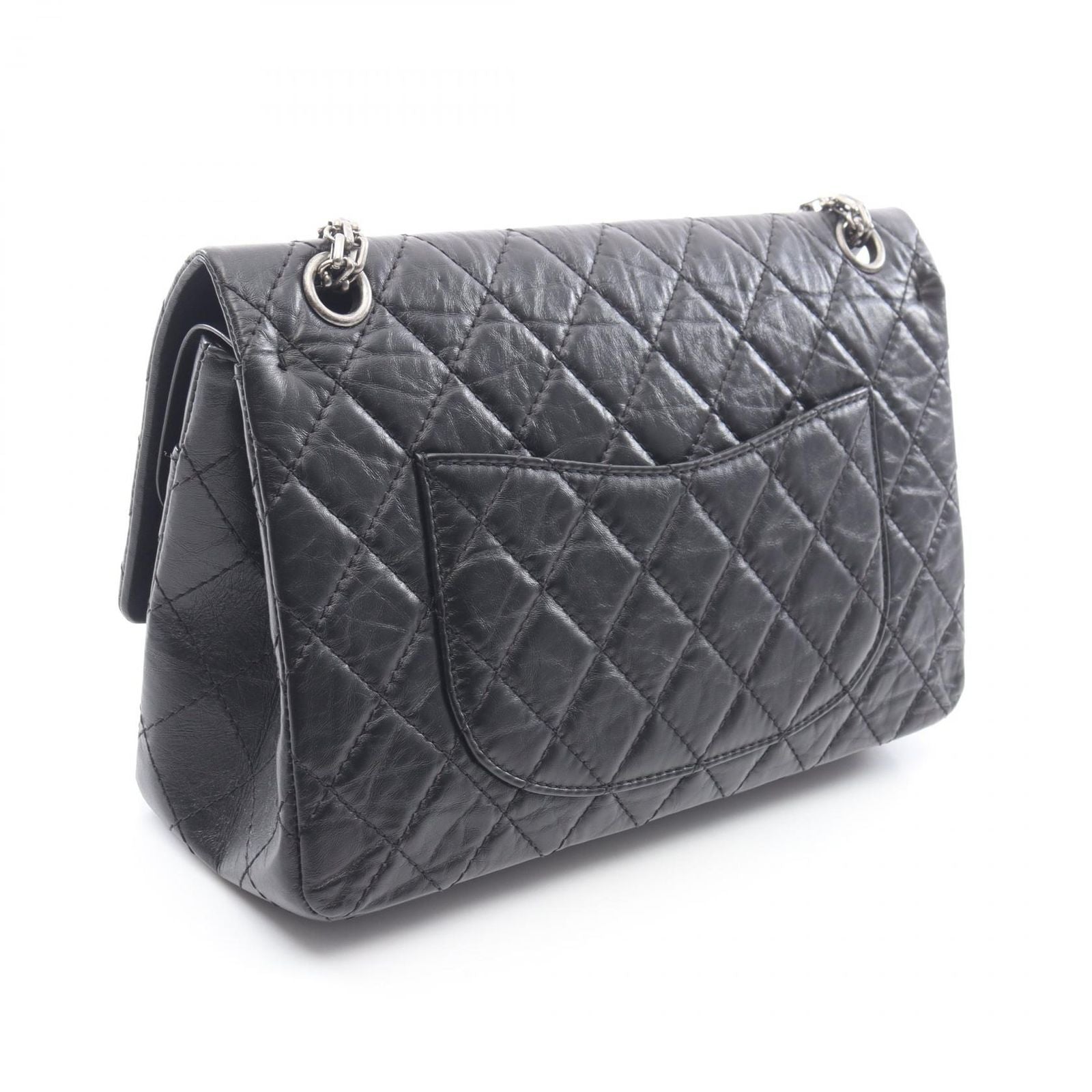 Chanel Shoulder Bag 2.55 Quilted Double Flap Black Leather Chain — view 2