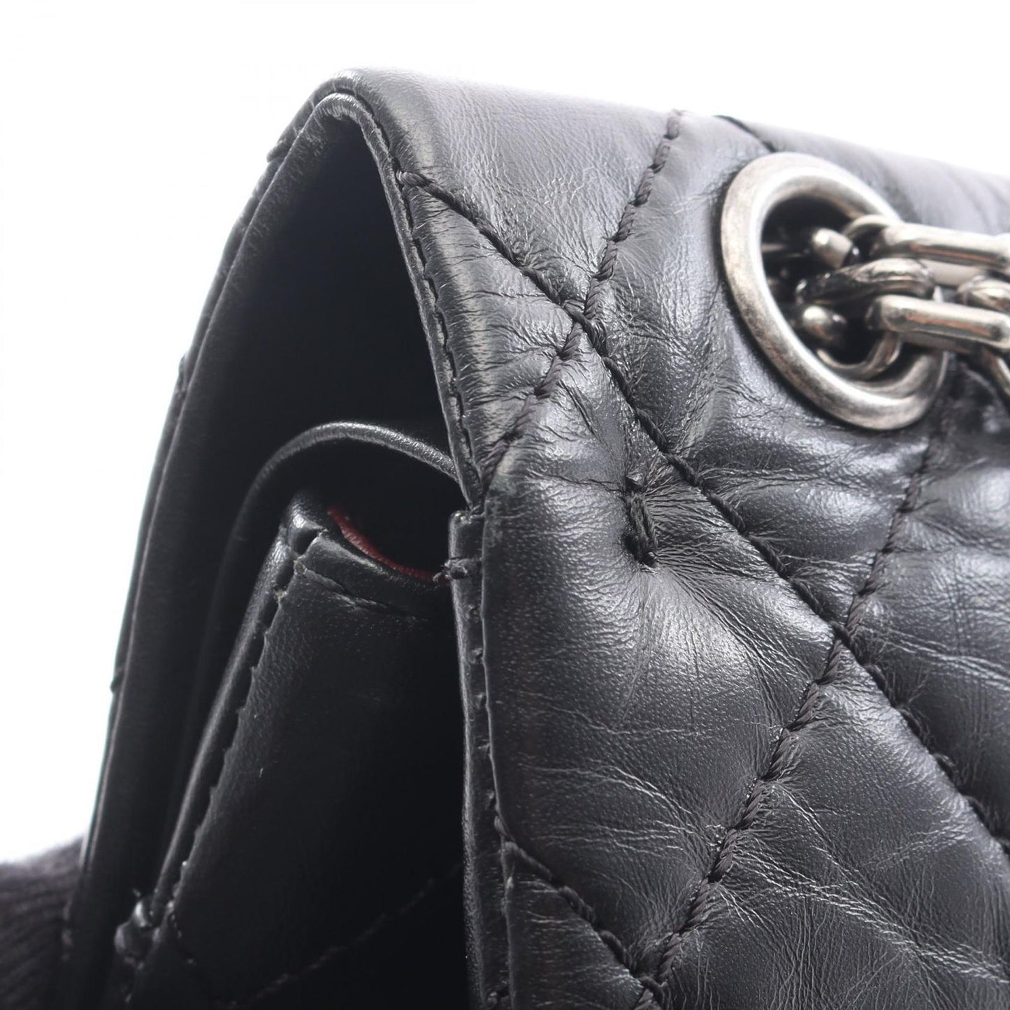 Chanel Shoulder Bag 2.55 Quilted Double Flap Black Leather Chain — view 6