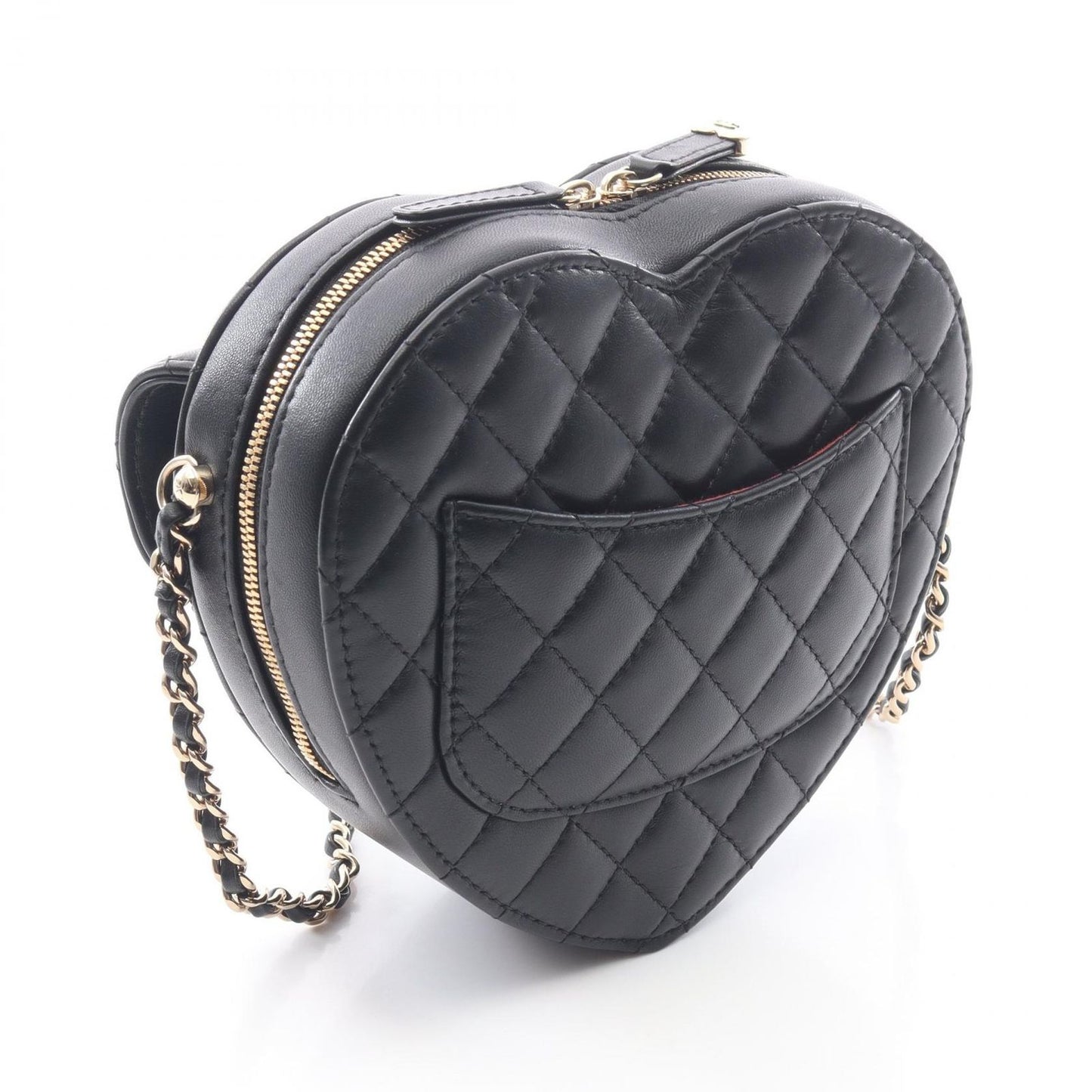 Chanel Shoulder Bag Quilted Heart Black Lambskin — view 2