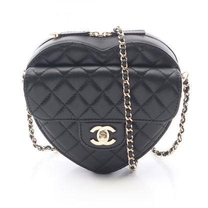 Chanel Shoulder Bag Quilted Heart Black Lambskin