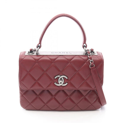 Chanel Shoulder Bag Trendy CC Bag Small Top Handle Flap Wine Red Leather CC Top