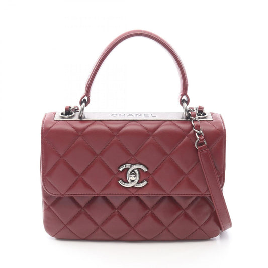 Chanel Shoulder Bag Trendy CC Bag Small Top Handle Flap Wine Red Leather CC Top
