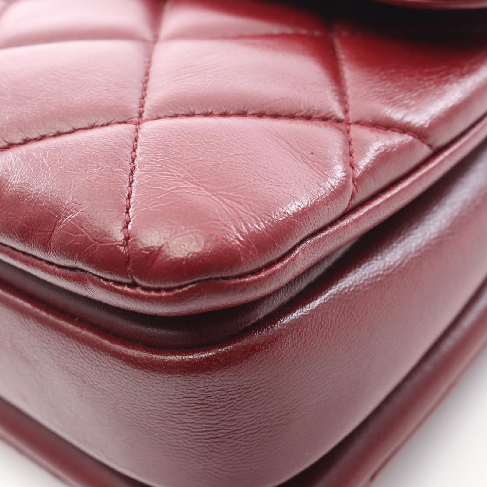 Chanel Shoulder Bag Trendy CC Bag Small Top Handle Flap Wine Red Leather CC Top — view 7